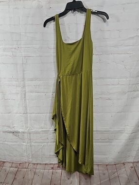 Steve Madden Olive Green Asymmetrical Sleeveless Draped Dress